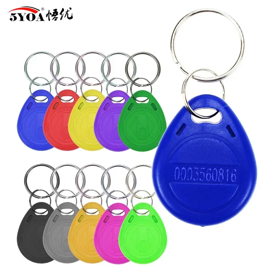 5YOA 100pcs Proximity RFID Card Keyfobs 125KHz Access Control Smart Cards Colorful Key Fob for Security And Identification