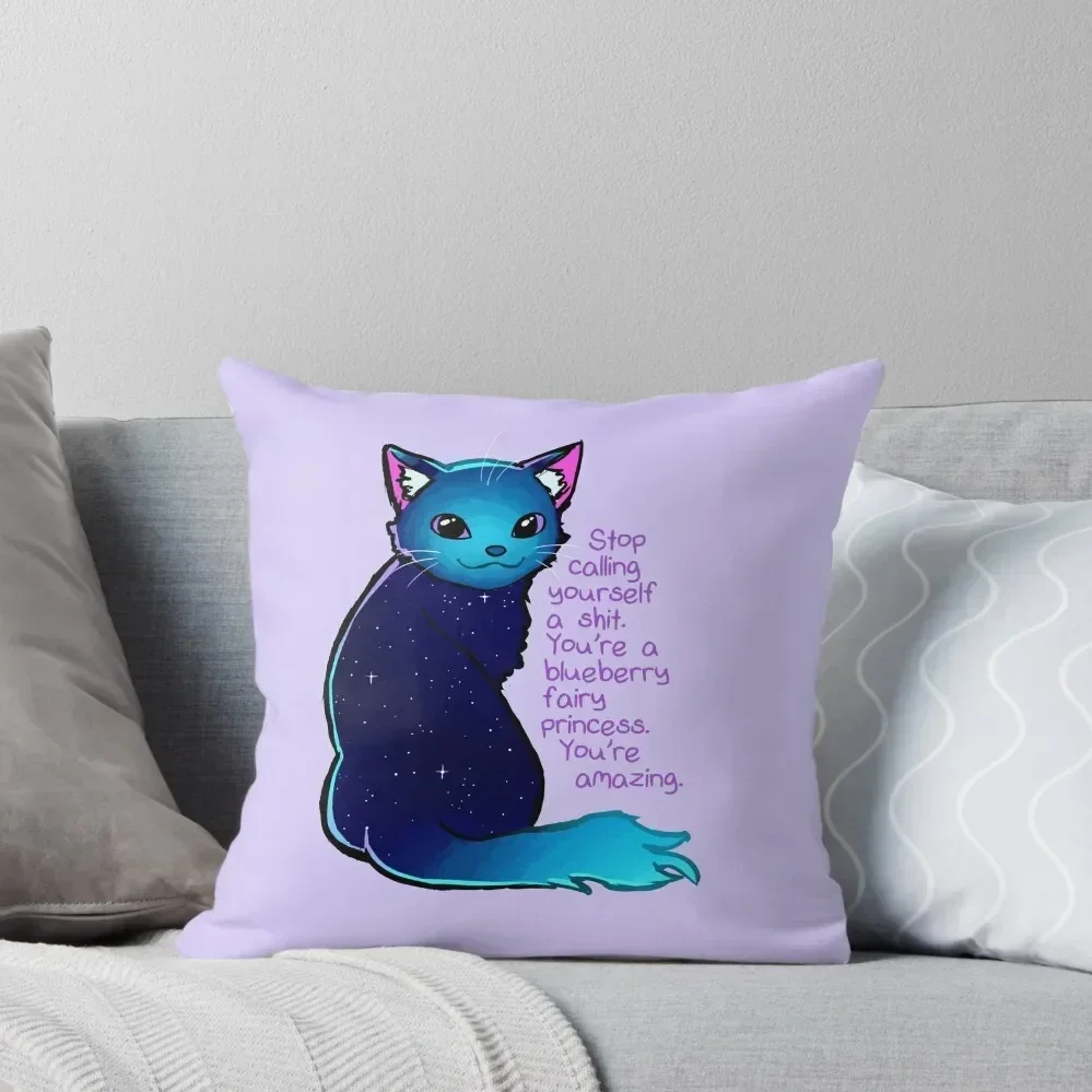 You're A Blueberry Fairy Princess Galaxy Cat Throw Pillow home decor items luxury throw pillow covers pillow