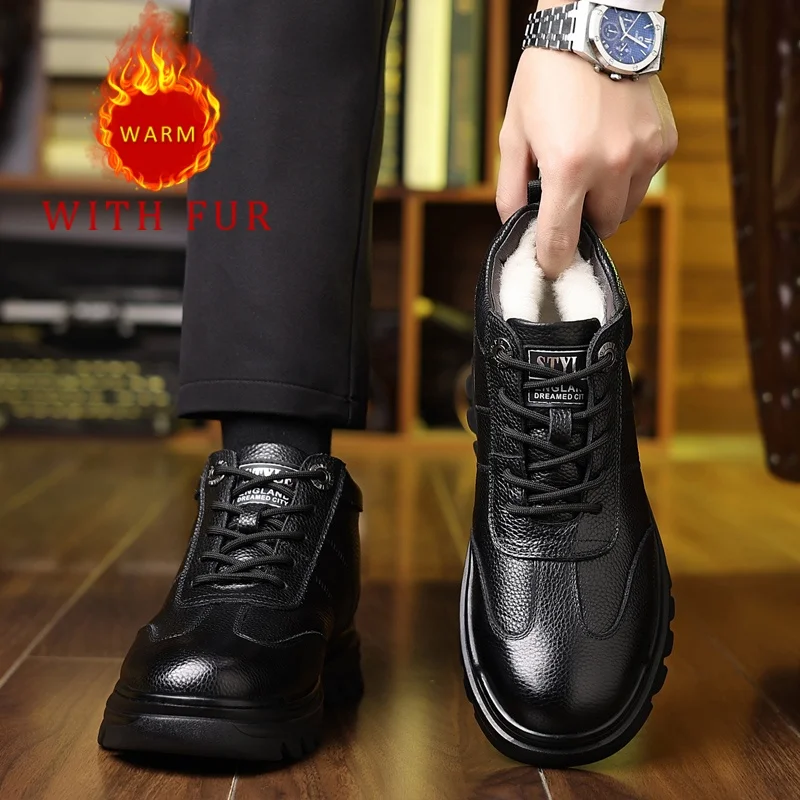 

Men's Black warm shoes Business Classic Leisure Style Work or office Adult comfortable hot selling winter shoes High quality