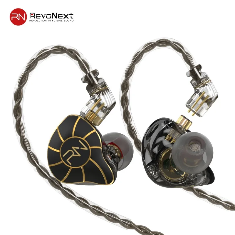 RevoNext RH-215 in-Ear Monitors 4BA 1DD Wired Earbuds with Microphone Noise Isolating HiFi Stereo Earphones Ear Monitor Head