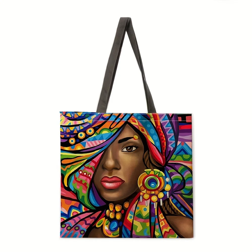 Women\'s Day African Women Printed Shoulder Bag, Outdoor Beach Bag, Shopping Grocery Handbag