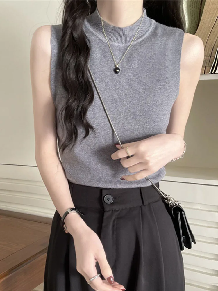 Sexy Knitted Top 2024 Summer Tank top Women camisole Blouse Sleeveless Slim Top Female sleveless t-shirt Vest Casual Camis