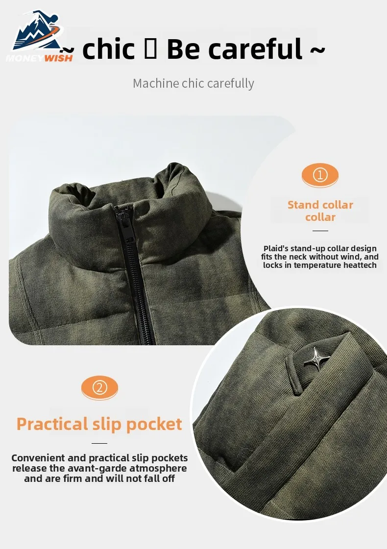 MONEYWISH الرجال القطن سترة 2025 جديد كامو 90% الأبيض بطة أسفل مكافحة الباردة الدفء جاكيت بلا إكمام في الهواء الطلق عادية الشتاء أسفل سترة #3