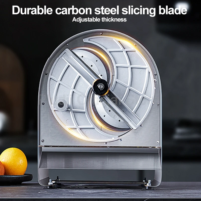 قطاعة خضروات كهربائية تجارية من الفولاذ المقاوم للصدأ قطاعة فواكه البطاطس الأوتوماتيكية بسمك قابل للتعديل لشريحة المطبخ المنزلية