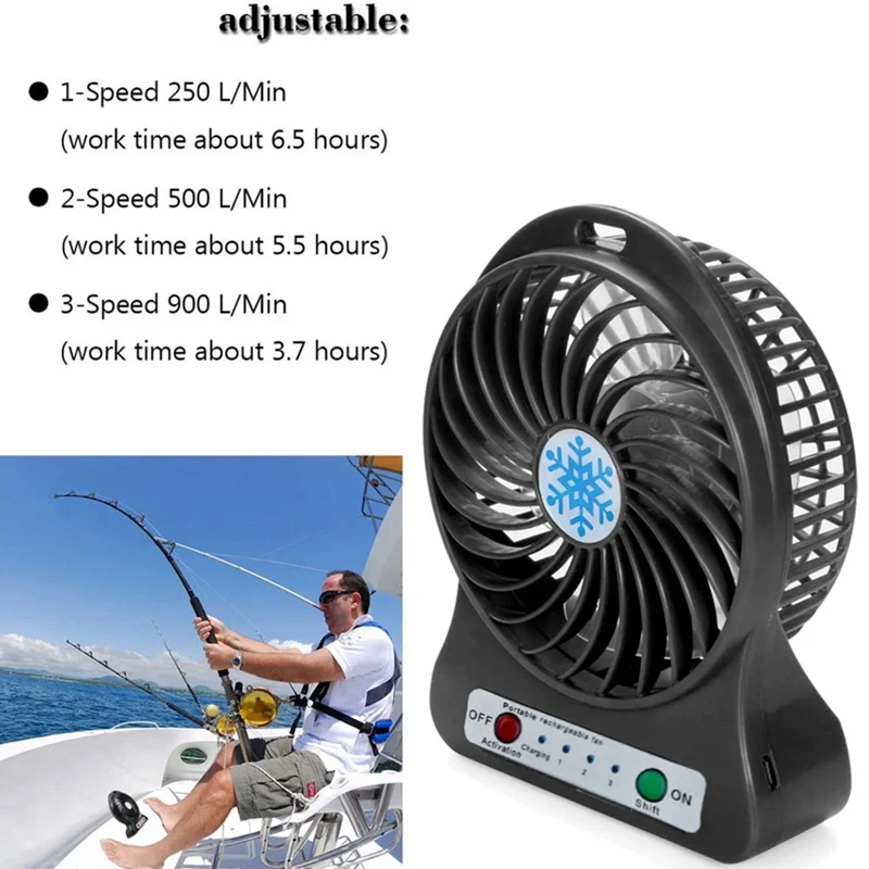 Portable Rechargeable LED Light Fan Air Cooler Mini Desk USB Third Wind Fan Cooling Handheld Mini Fan