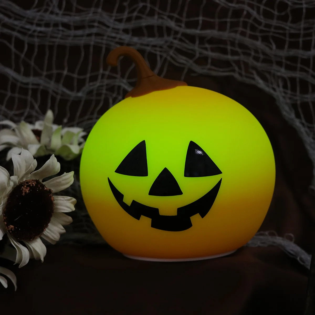 Halloween LED Patting Sense Silicone Pumpkin Lamp Rechargeable Decorative Night Light Bar Shop Cafe LED Lights