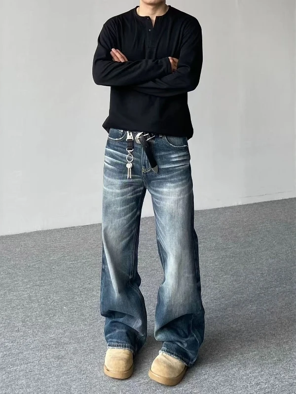 

Cleanfit American High Street Men's Straight Leg Jeans Winter Faionable Worn out Look Casual Comfortable Straight Jeans