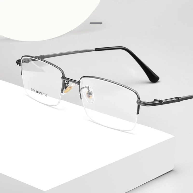 New Men Half Rimless Frame Glasses Optical Eyewear High Quality Half Rim Man Prescription Eyeglasses with Recipe Male Specs