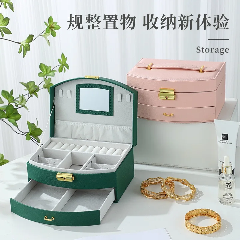 

Double Layer Jewelry Box Drawer Style Jewellery Display Storing Organizer For Storing Necklace Ring Earring Fashion Storage Box