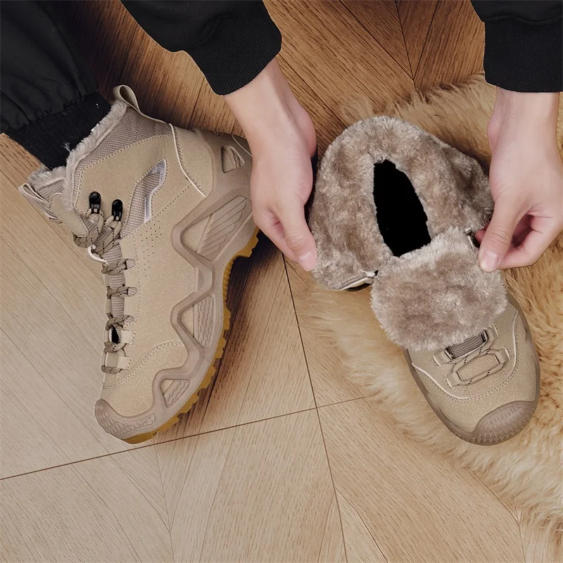 أحذية تكتيكية للرجال من الفرو الدافئ مع أشرطة للتدريب القتالي وأشرطة مقاومة للماء أحذية المشي لمسافات طويلة في الهواء الطلق دراجة نارية متعددة الوظائف #4