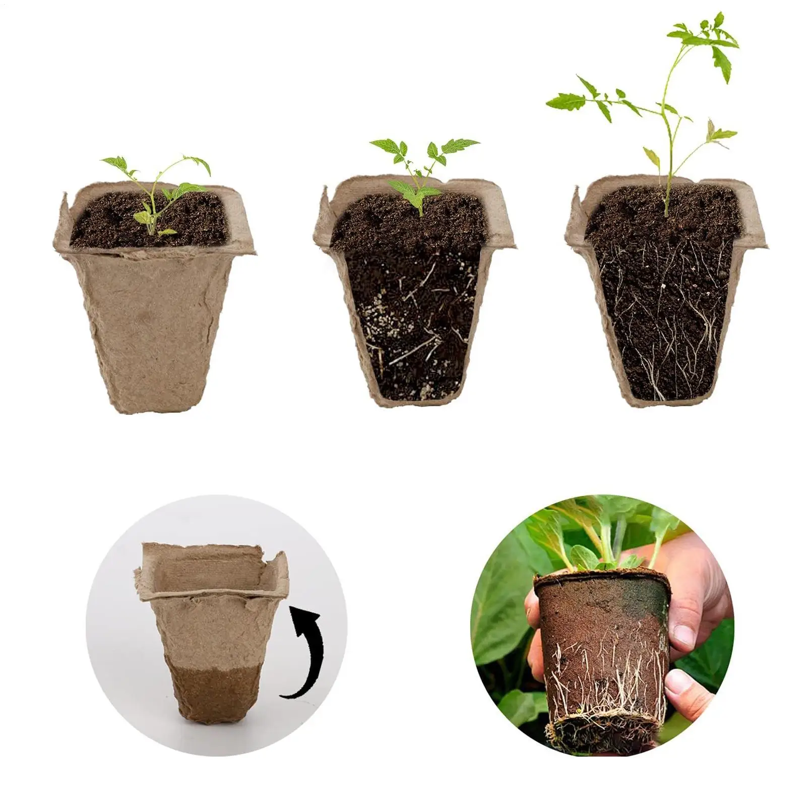 40PCS Cell Nursery Pots for Seedling,Starter Tray Biodegradable Pulp Seedling Cup Garden Plant Seedling Germination Tool