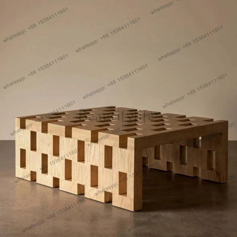 

Solid wood home living room coffee table, retro style creative reception square coffee table
