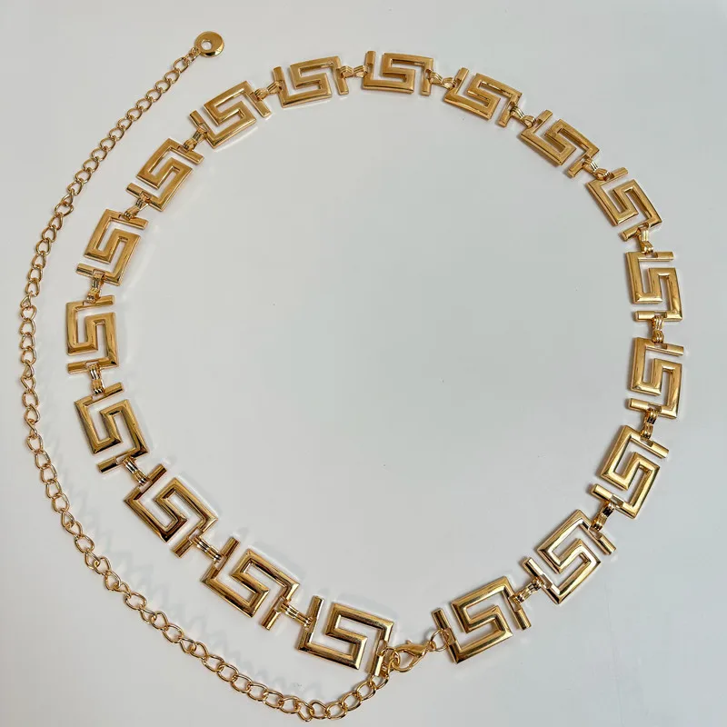 Designer Metal Waist Chain Gold and Silver Women's New Fashion Dress Belt Trendy Chain Belt