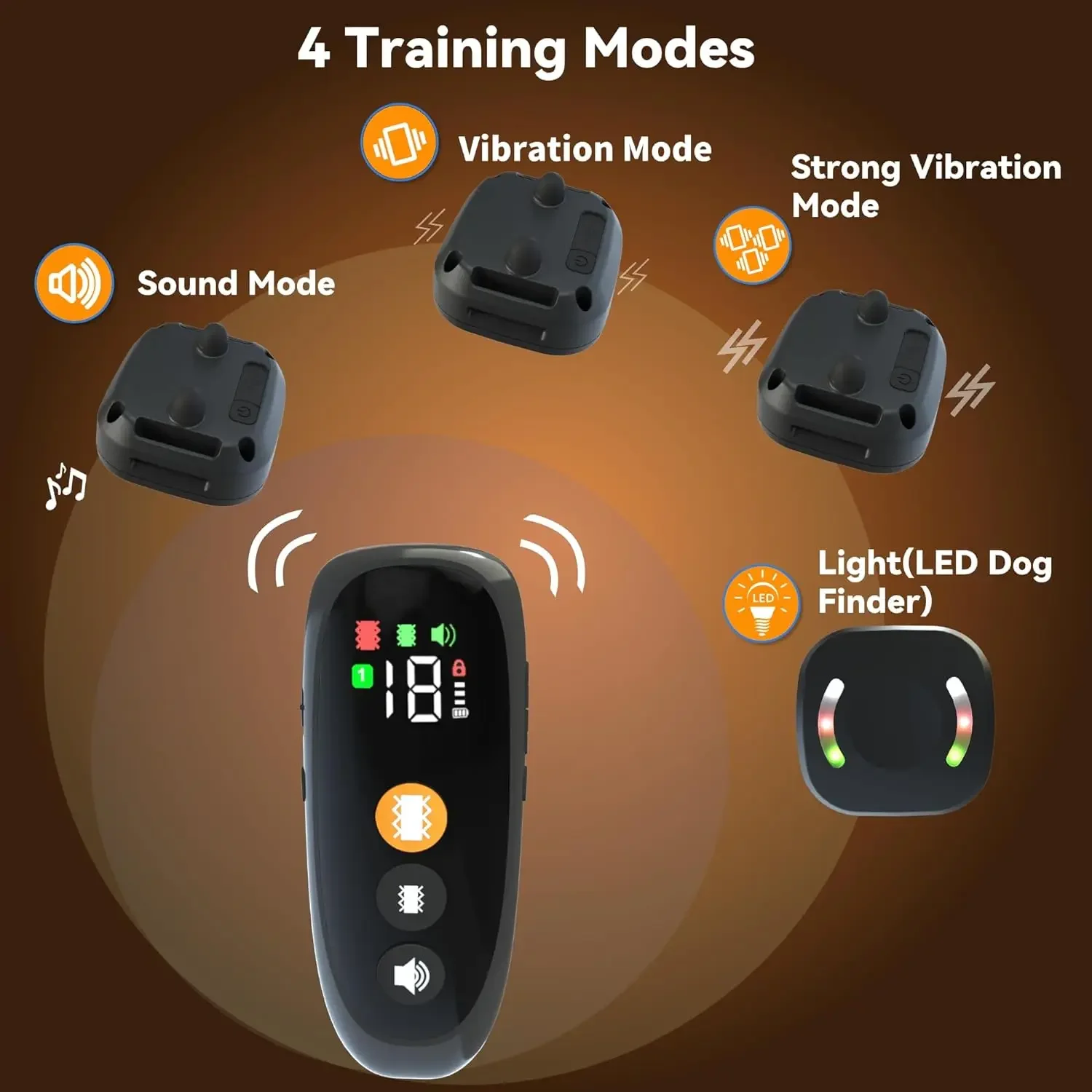 Dog Training Collar No Dog Noise Anti Barking Device 4 Modes With Remote Control Rechargeable IPX67 Waterproof Stop Shock Collar