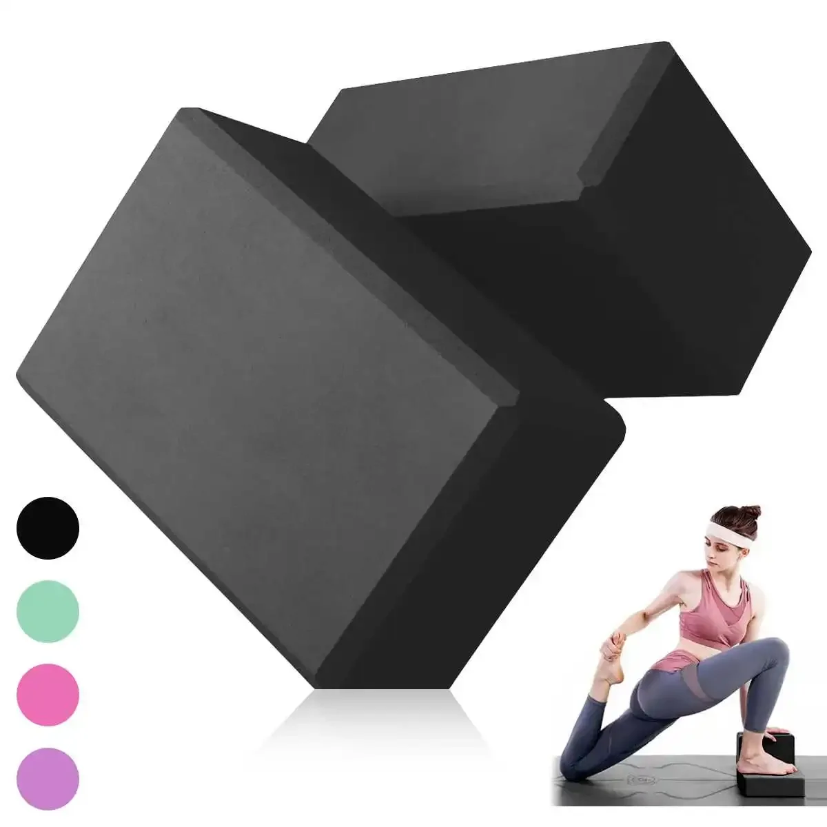 2 Bloques de Espuma para Gimnasio, Entrenamiento, Ejercicio, Fitness, Danza, Yoga, Herramienta Auxiliar para Estiramiento y Moldeamiento Corporal, Bloques de Yoga de EVA