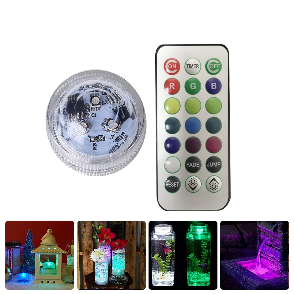 RGB Color Waterproof Led Tea Light Submersible Underwater Lamp Remote Controller for Vase  Wedding Xmas Valentine's Day Party