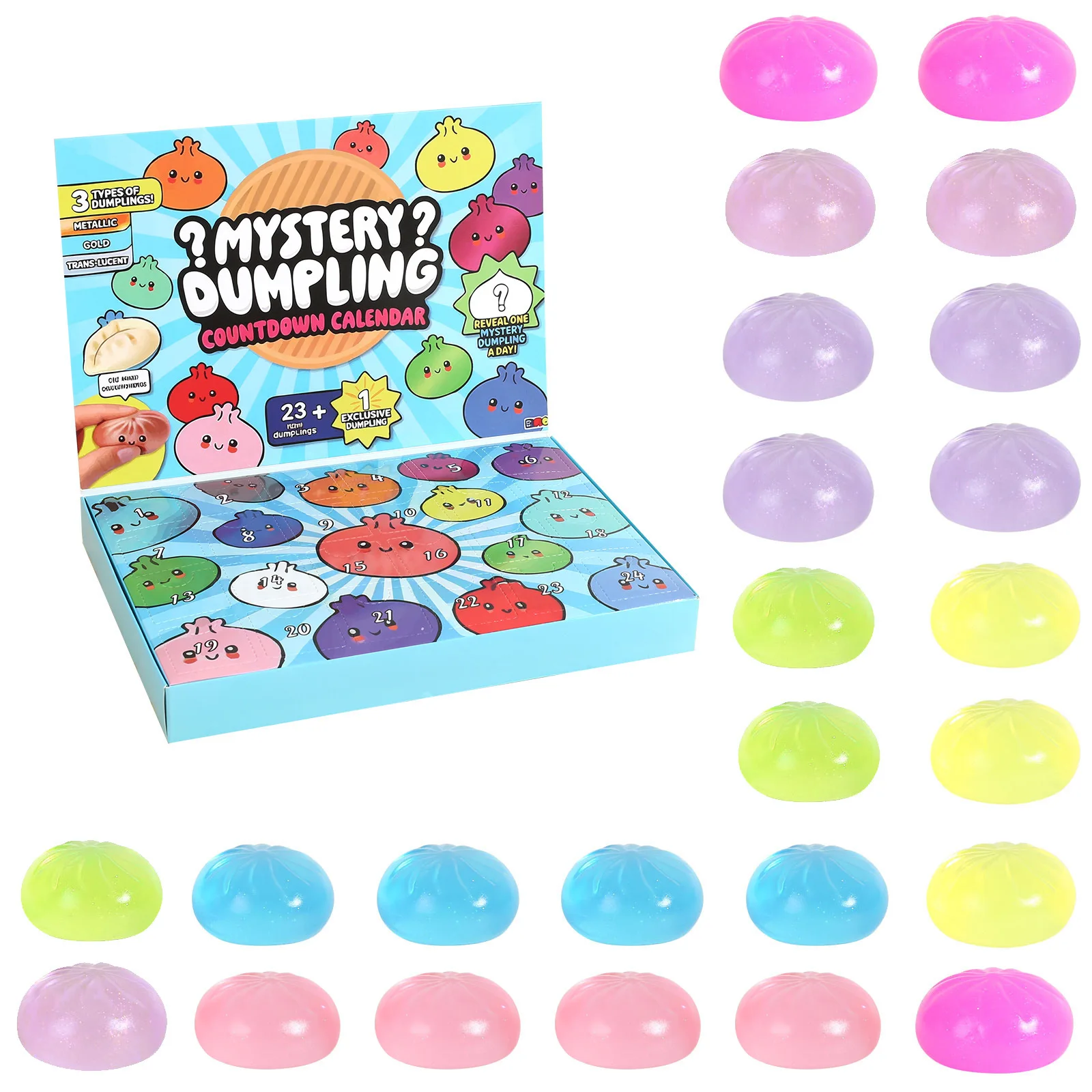 

Mystery Dumpling Advent Calendar Slow Resilience Anxiety Relief 24-Day Countdown Calendar Fidget stress relief toy gifts