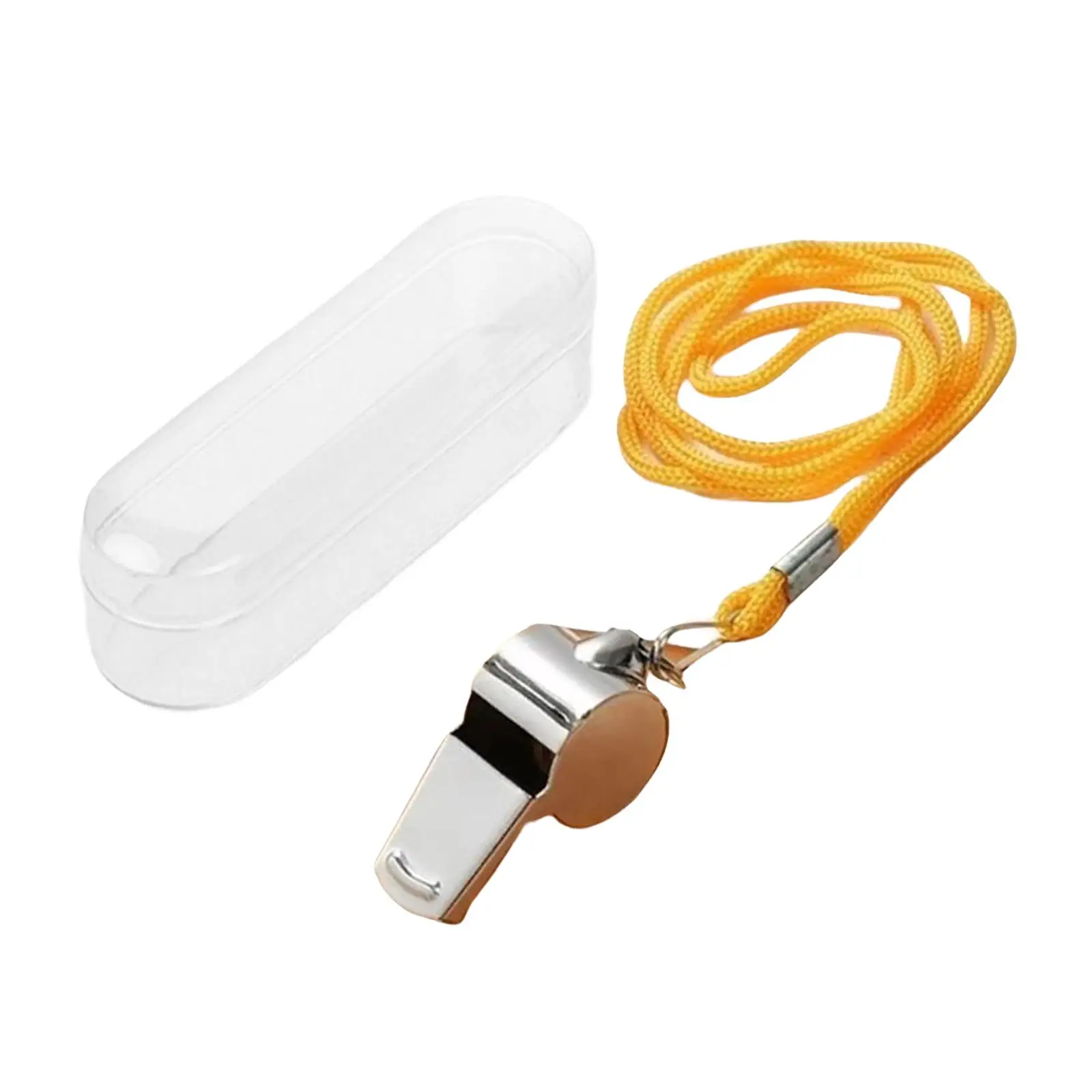 Durable Stainless Steel Whistle with Lanyard and Storage Box High Decibel Emergency Whistle for Referee Fitness Camping