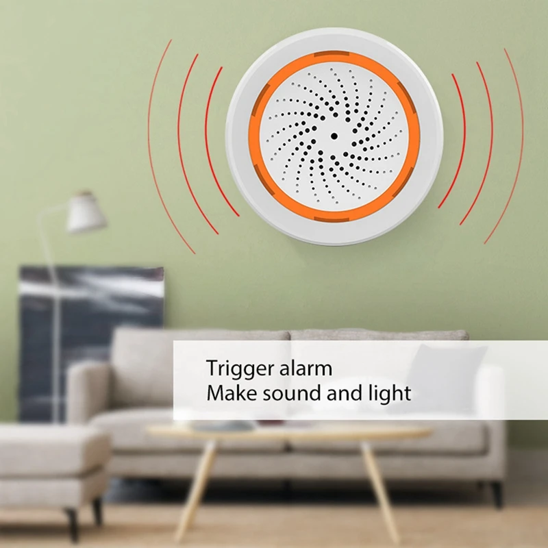 Tuya Zigbee Smart Siren Alarm Sound & Light Siren Temperature Humidity Sensor Home Security Alarm For Tuya