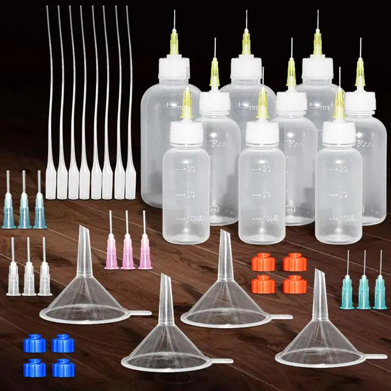 15pcs/33pcs/41pcs Industrial Dispensing Bottle With Needle For Alcohol Board Wash Flux Bottle Paint Tip Small Oil Bottle Set