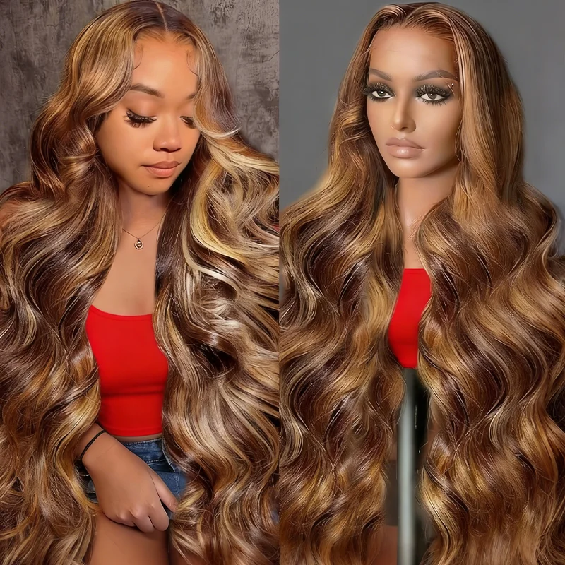 

36 40 Inch 4/27 Highlight Wig Human Hair Colored Body Wave 13x6 Hd Lace Frontal Wig Honey Blond Lace Front Wigs Human Hair 5x5