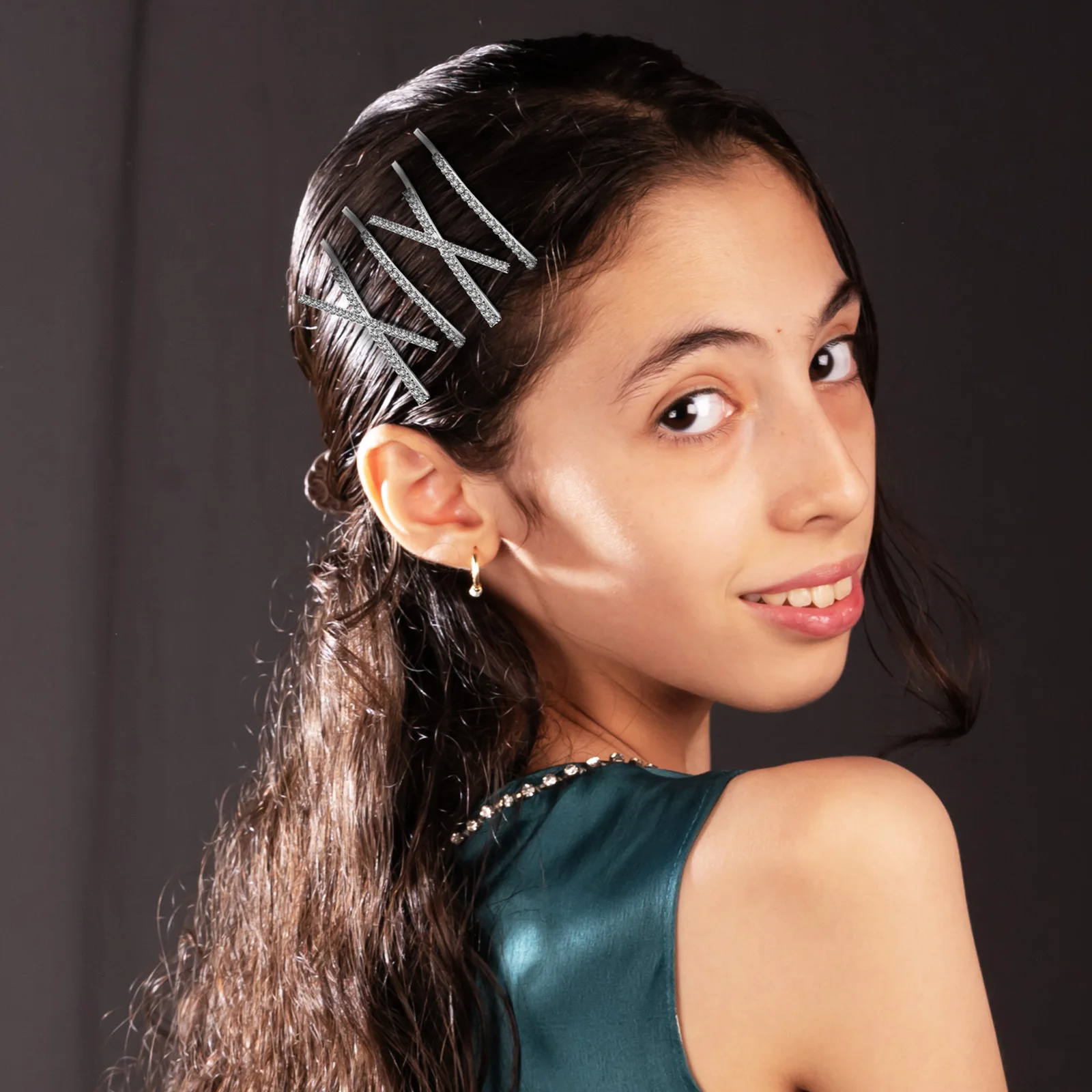 

12Pcs Rhinestone Water Crystal Hair Clips Metal Sparkling Wedding Bridal Decorative Hairpins Stylish Hair Accessories Women