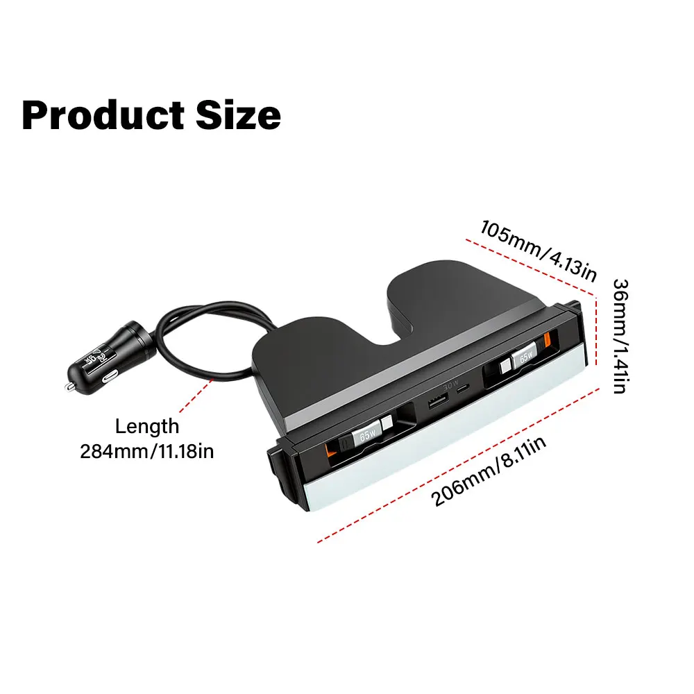 65W USB Hub for Tesla Model Y Juniper 3 Highland Retractable Center Console Charger Phone Charger Fast Charging Docking Station