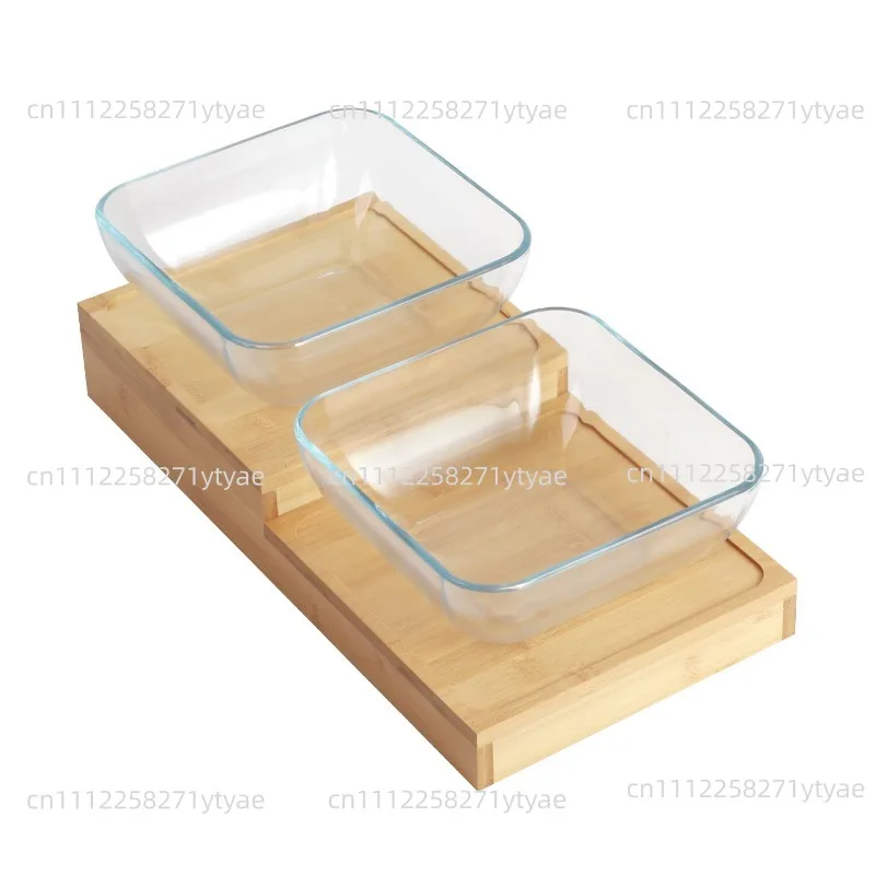 Bamboo Wood High Low Fruit Display Rack Seasoning Bowl Stand For Hotel Breakfast Dining Hall Table Decor