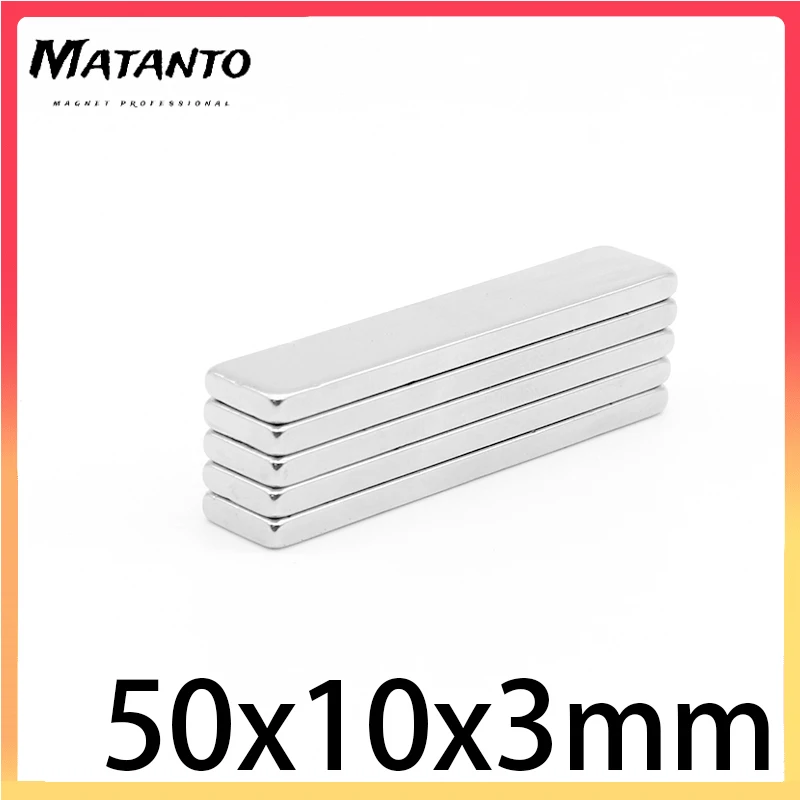 

2/5/10/15/20/30PCS 50x10x3mm Block Strong Powerful Magnets N35 Long Permanent Magnet 50x10x3 Quadrate Neodymium Magnet 50*10*3