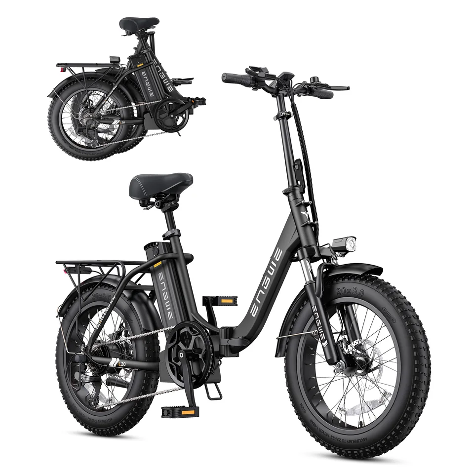 ENGWE 750W Foldable Electric Bike for Adults L20 2.0 20"×3.0 Fat Tire E‑bike Dual Suspension 52V13Ah Removable Battery 68Miles Max Range Shimano 7 Speed All Terrain Electric Bicycle image 10