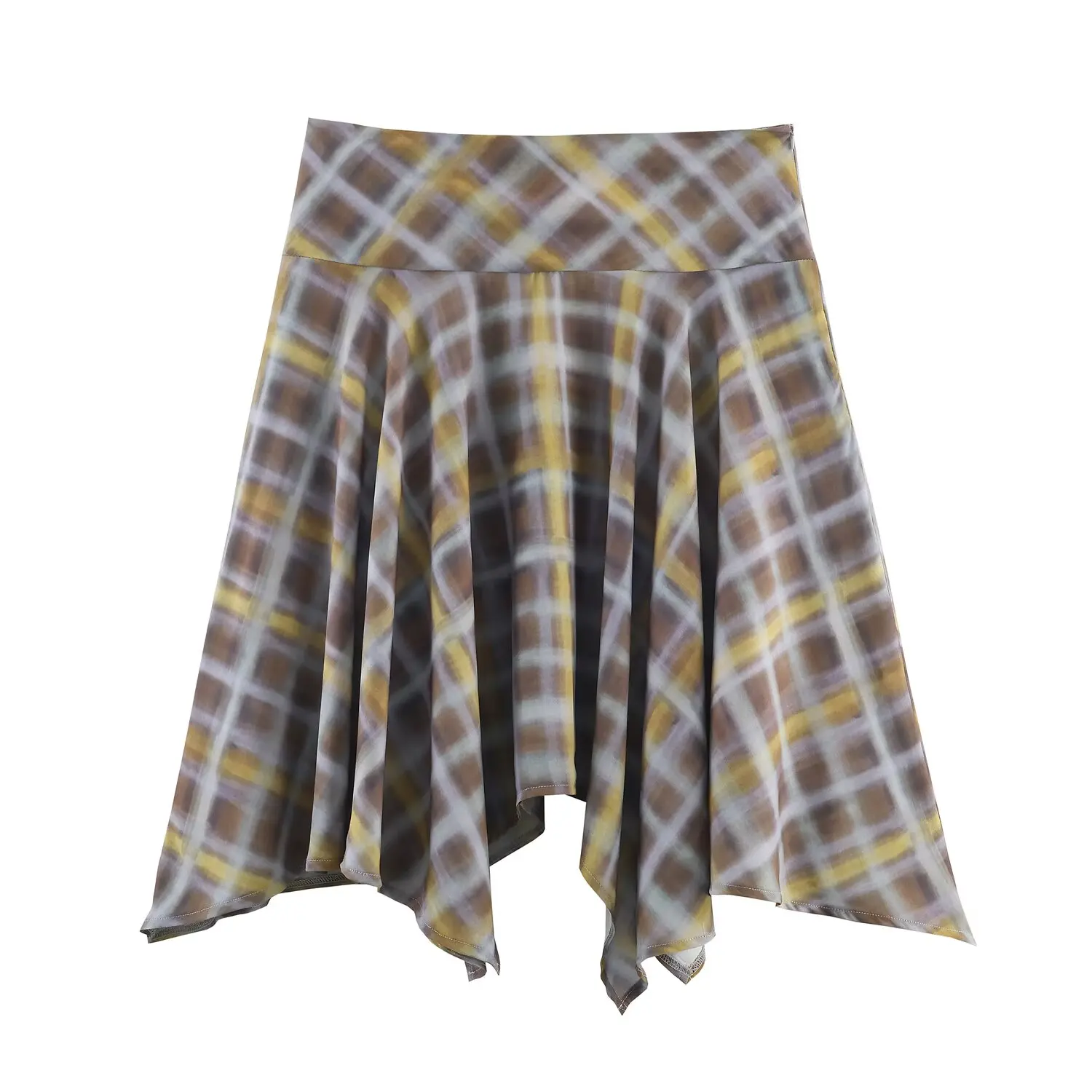 

2025 New Women's Clothing: European and American Style Fashionable Mid-Length Irregular Flowy Plaid Skirt