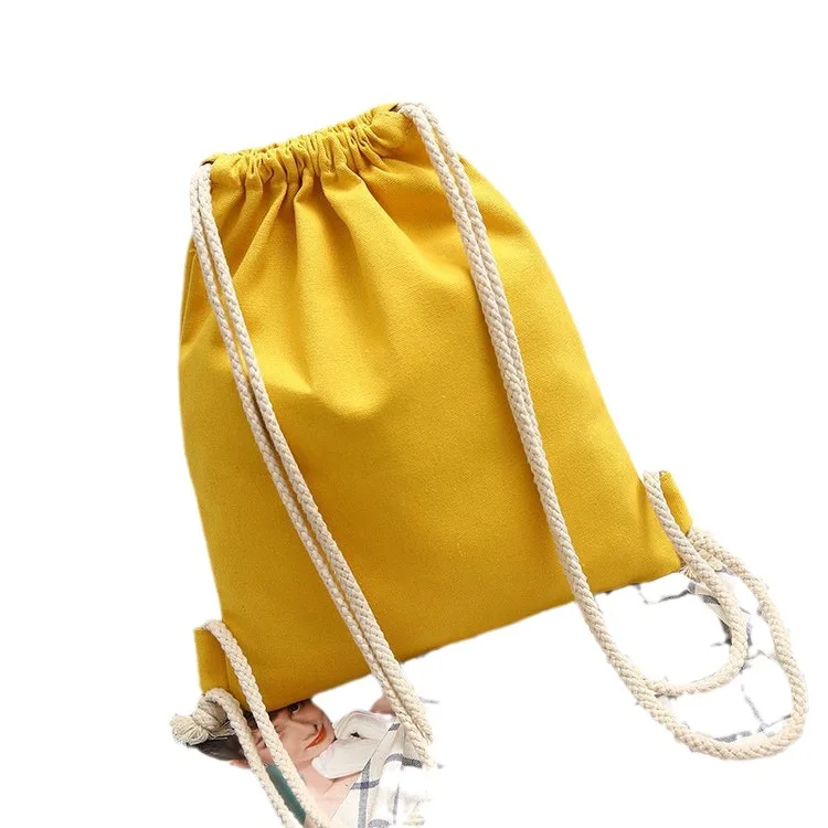 Large Capacity Lightweight Drawstring Canvas Backpack Durable Rope Bag for School Students Teens Boys Girls Casual Study Tote