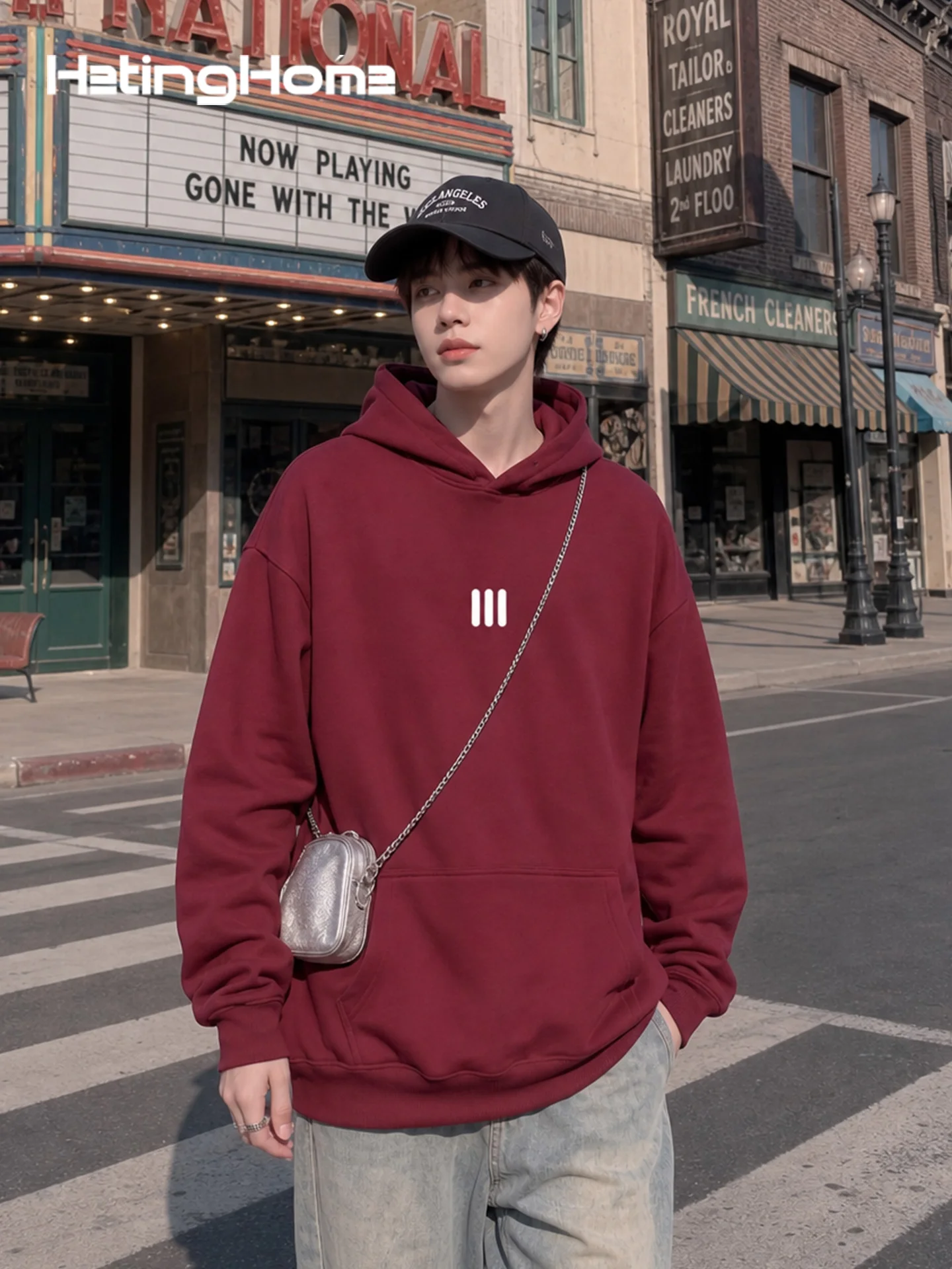 Hetinghome Moletom Unissex Solto para Casais, Jaqueta Estilo Americano para Homens e Mulheres, Confortável em Mistura de Algo...