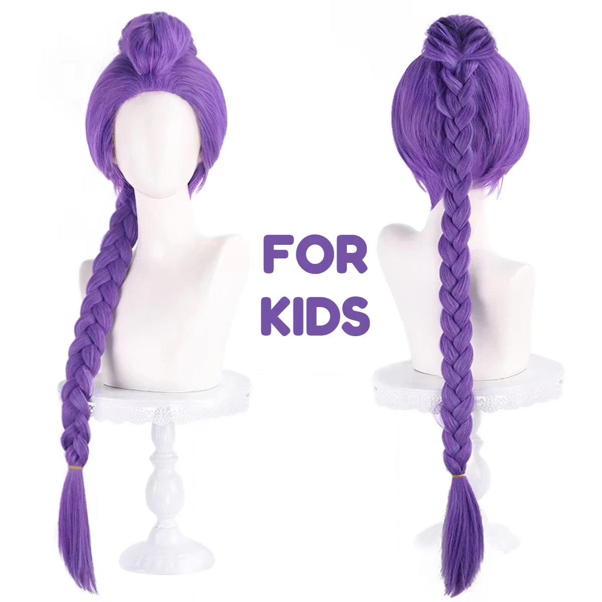 Rumy Cosplay Wigs For Girls Huntri Wigs Girl Purple 60cm Long Braid Hair Anime Movie Costume Accessories Cute Party Headwear
