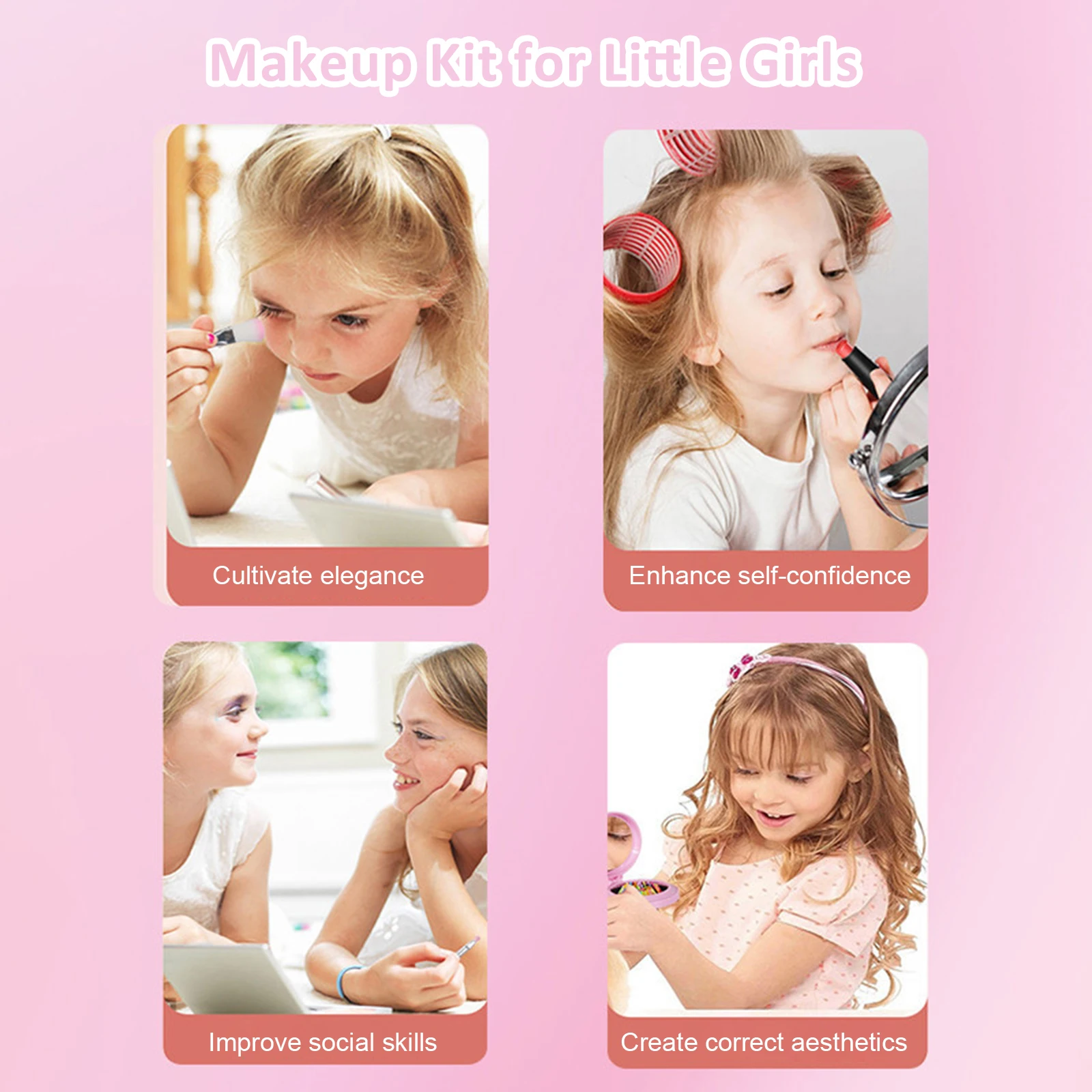 Girls Makeup Kit Real Kids Make Up Set Children's Cosmetic Toys Princess Makeup Handbag Beauty Play Set for Little Girls Party