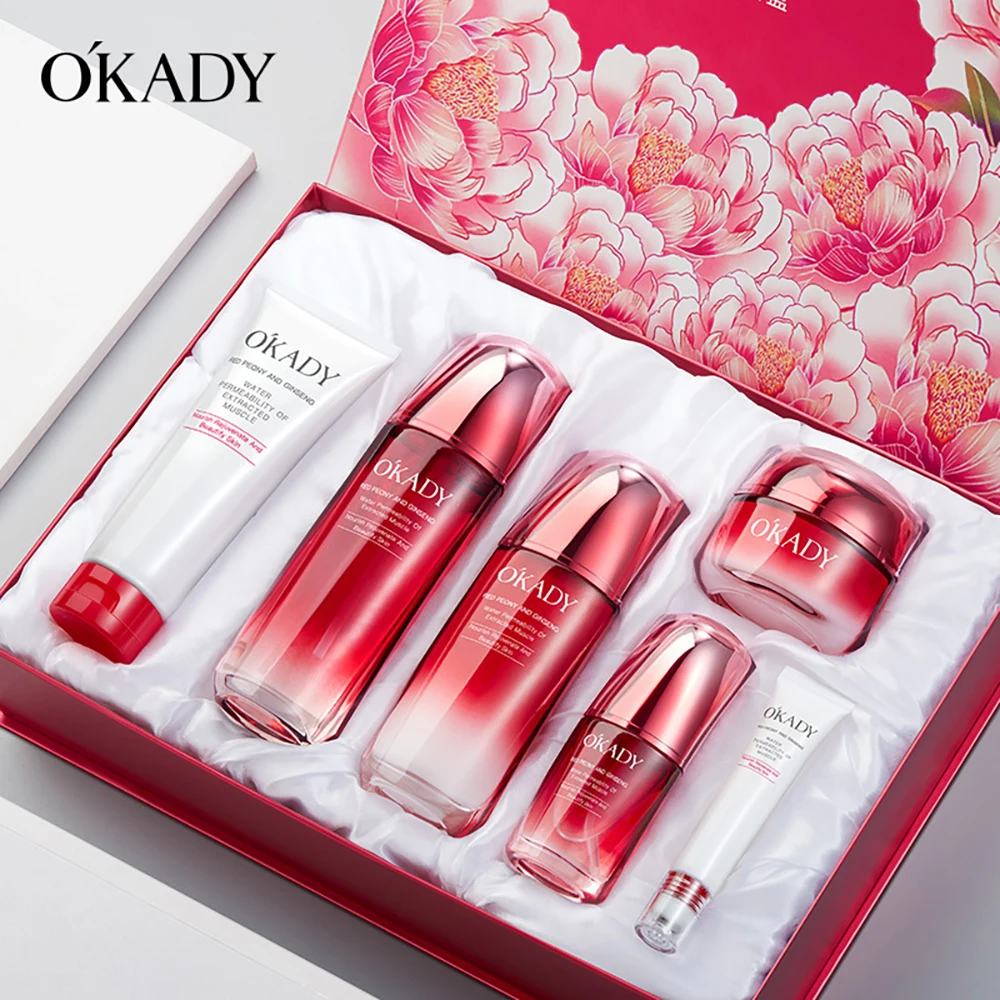 الفاوانيا الحمراء الجينسنغ مستخلص نباتي اختراق العضلات مجموعات العناية بالبشرة تقليص المسام سطع تحسين خشونة تعزيز مرونة الجلد