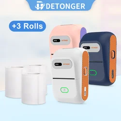 DETONGER DP26 Thermal Label Printer +3 Rolls Adhesive Paper Portable Wireless BT Office Business  Label Maker