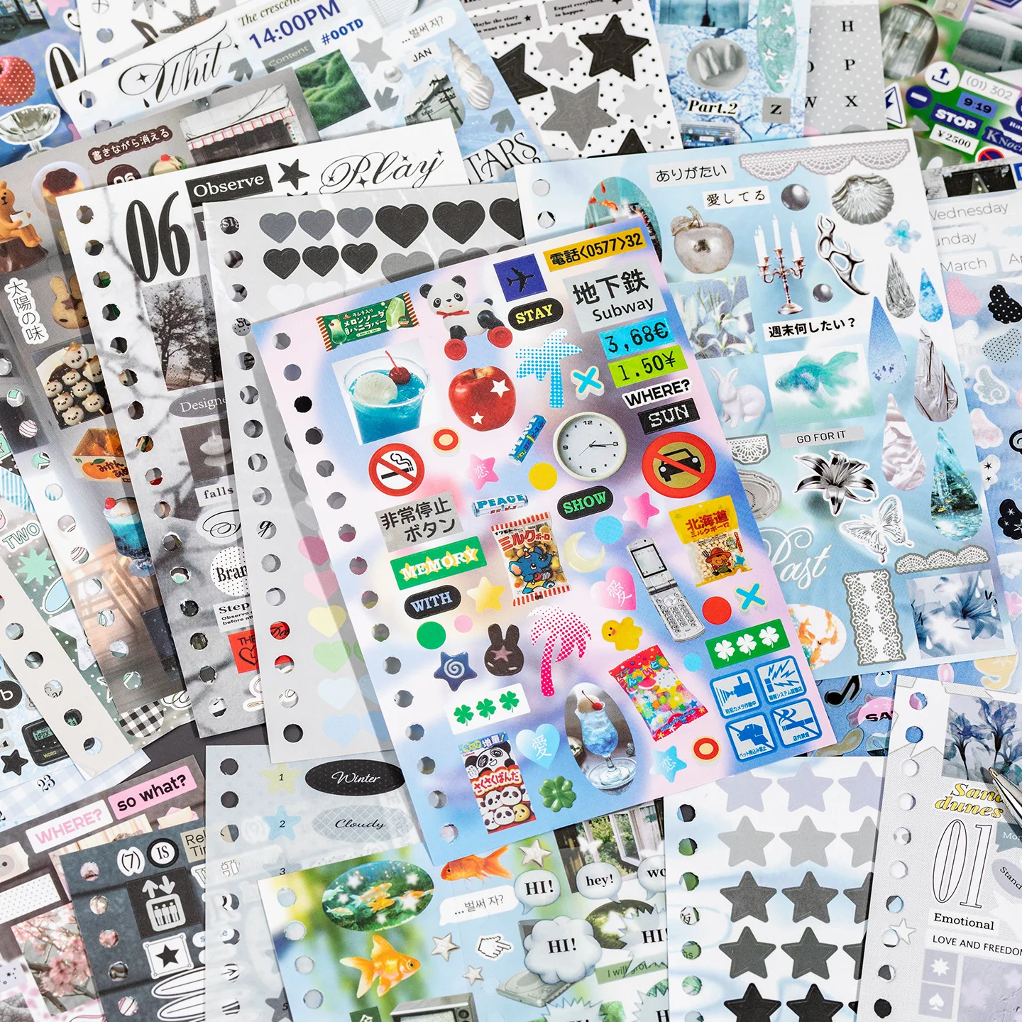 30Pcs Per Pack Korean INS Style Cut Film Sticker Book Dream Island Sequel Series Coil Binding English Pattern Journal Supplies
