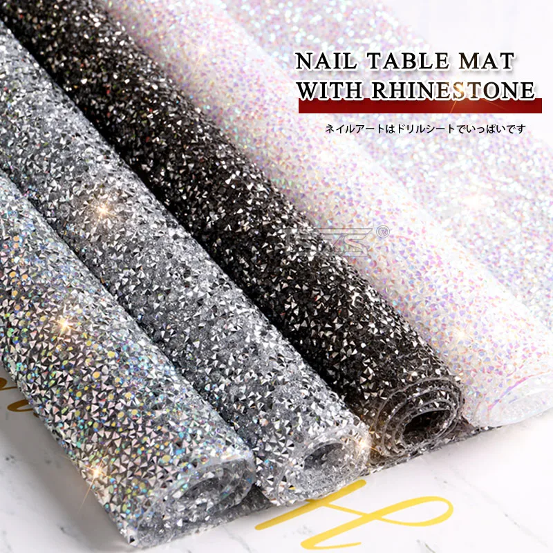 TSZS 1pc/Lot Diamond Luxury Salon Practice Cushion Foldable Pad Manicure Tool Nail Table Mat Take Picture Background