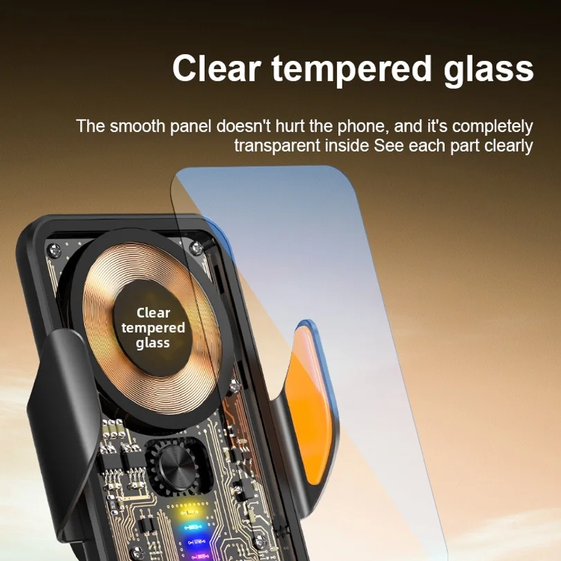 Car-mounted Phone Holder With Wireless Charging Transparent Mechanical Design Navigation, Multifunctional Magnetic Fast Charging