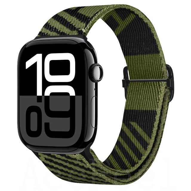 Correa de nailon a rayas para Apple Watch 49mm 46mm 45mm 44mm 42mm 41mm 40mm pulsera ajustable iWatch Ultra 10 9 8 7 6 5 4 SE