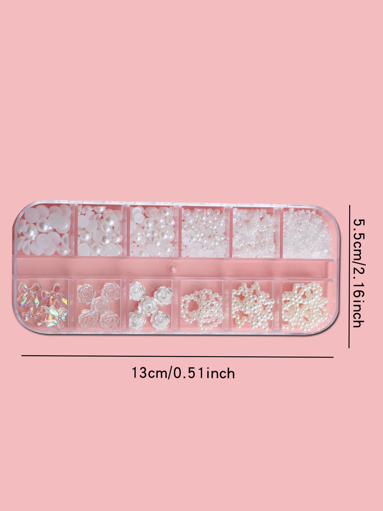 12 grid resin jewelry mixed accessories Pearl bow ribbon rose camellia nail decorations are suitable for nail DIY art accessorie