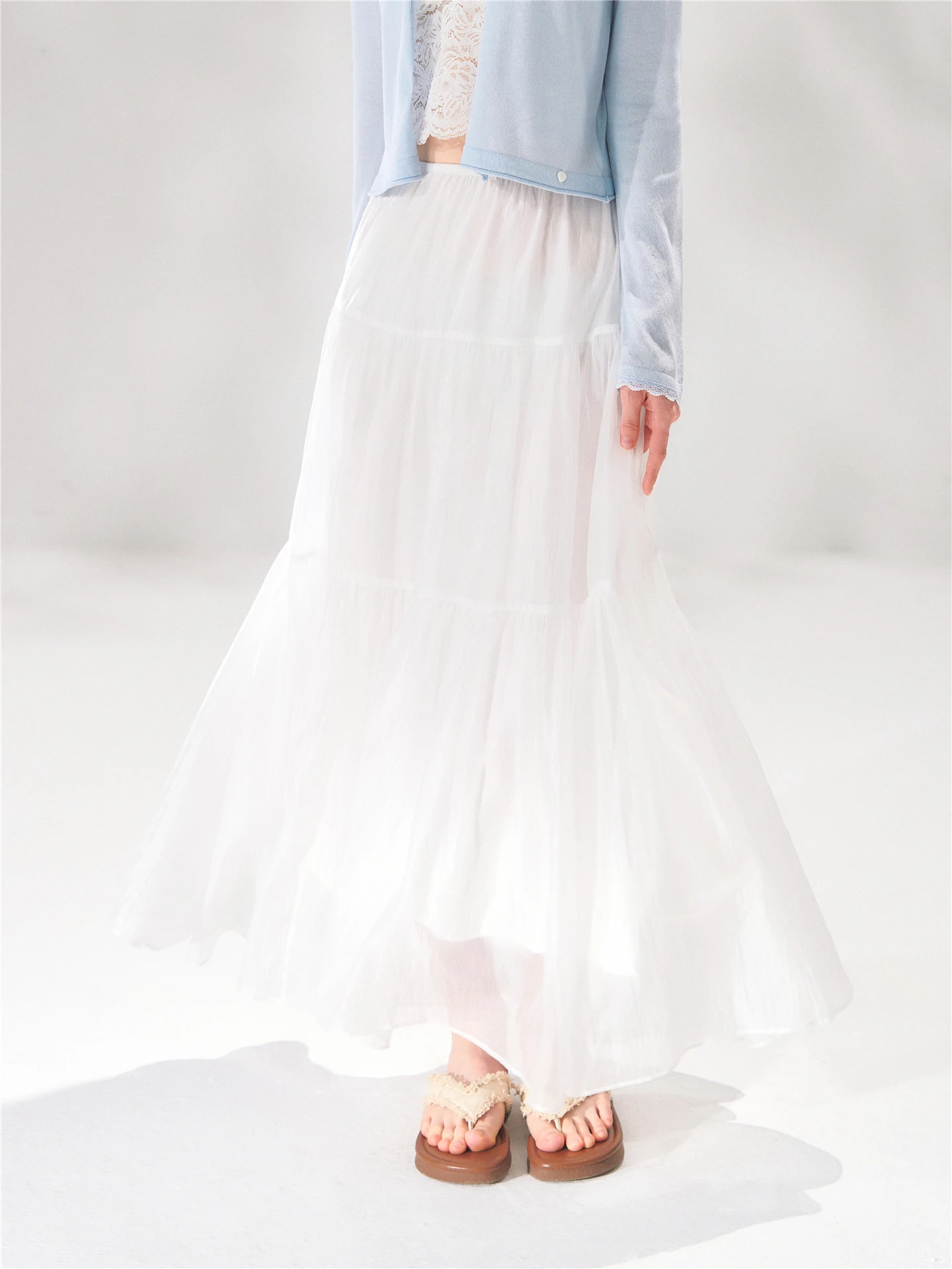 

Юбка AsGony с жемчужной текстурой, многослойная, А-силуэта, женская, в нежном стиле, универсальная, струящаяся, дышащая, приятная к телу