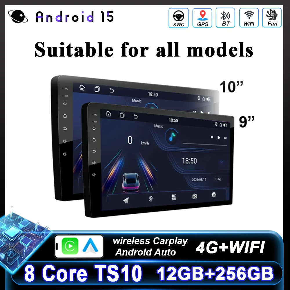 

9 10" Car Radio Android Auto Carplay Car Stereo Multimedia Player Universal WIFI GPS Autoradio Car Intelligent Systems 8 Core 4G
