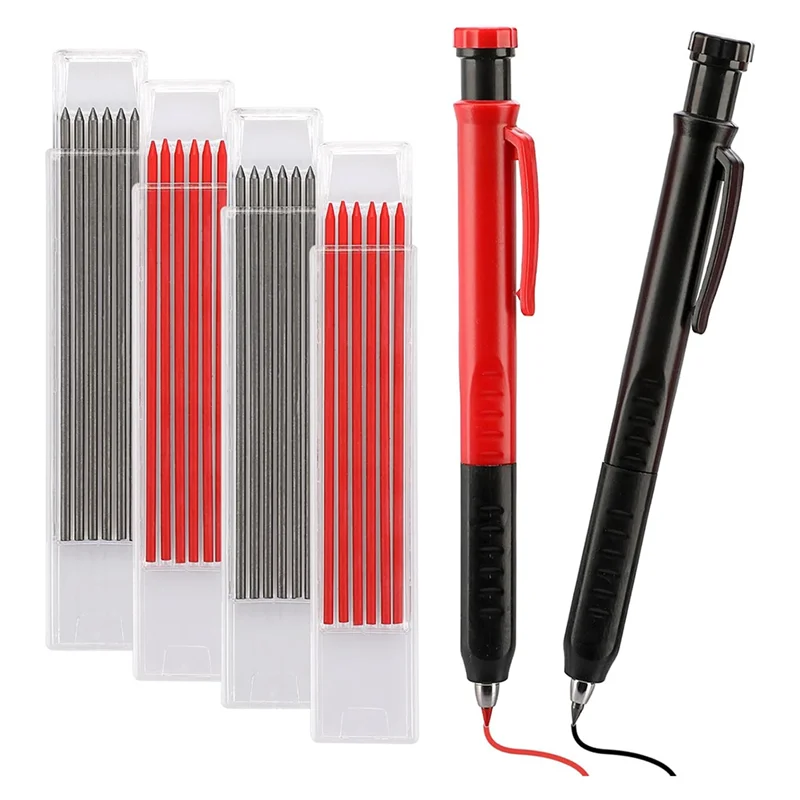 مجموعة أقلام الرصاص الميكانيكية للبناء: 2 قلم رصاص، 24 قطعة عبوات 2.8 مم، مبراة مدمجة - لوضع علامات دقيقة #1