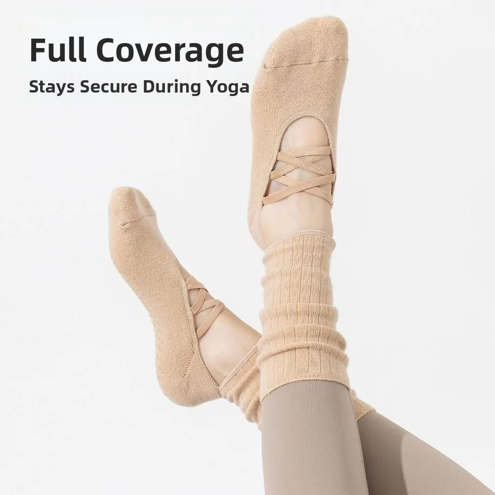 Kaus Kaki Pilates Katun Baru Kaus Kaki Yoga Sejuk Jalanan Harajuku Kaus Kaki Pegangan Bertali Anti-selip Penyerap Keringat untuk Wanita