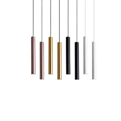 Tubo longo led lustre branco preto ouro rosa ouro comprimento ajustável iluminação doméstica e comercial luzes decorativas