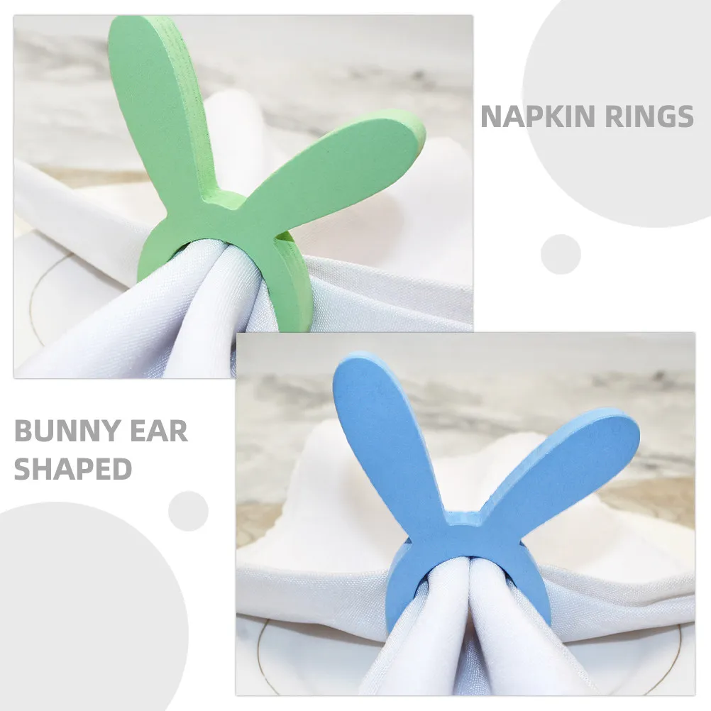 5Pcs Bunny Ear Napkin Rings Easter Themed Decorative Napkin Buckles for Spring Wedding Dinner Table Party Serviette Buckles