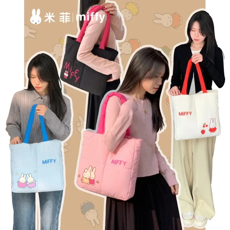 

New Models Miffy Office Workers Student Single Shoulder Lovely Large Capacity Single Shoulder Cotton Filling Macaron Color Bag