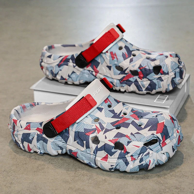 Men\'s Platform Sandals Summer Slippers Fashion Non-slip Beach Hole Sandals 2026 Summer Men Open Toe Buckle Shoes